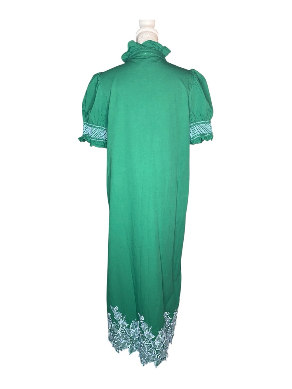 Tuckernuck Hyacinth House 100% Cotton Green Embroidery Eliza Midi Dress - Size M - Picture 6 of 14